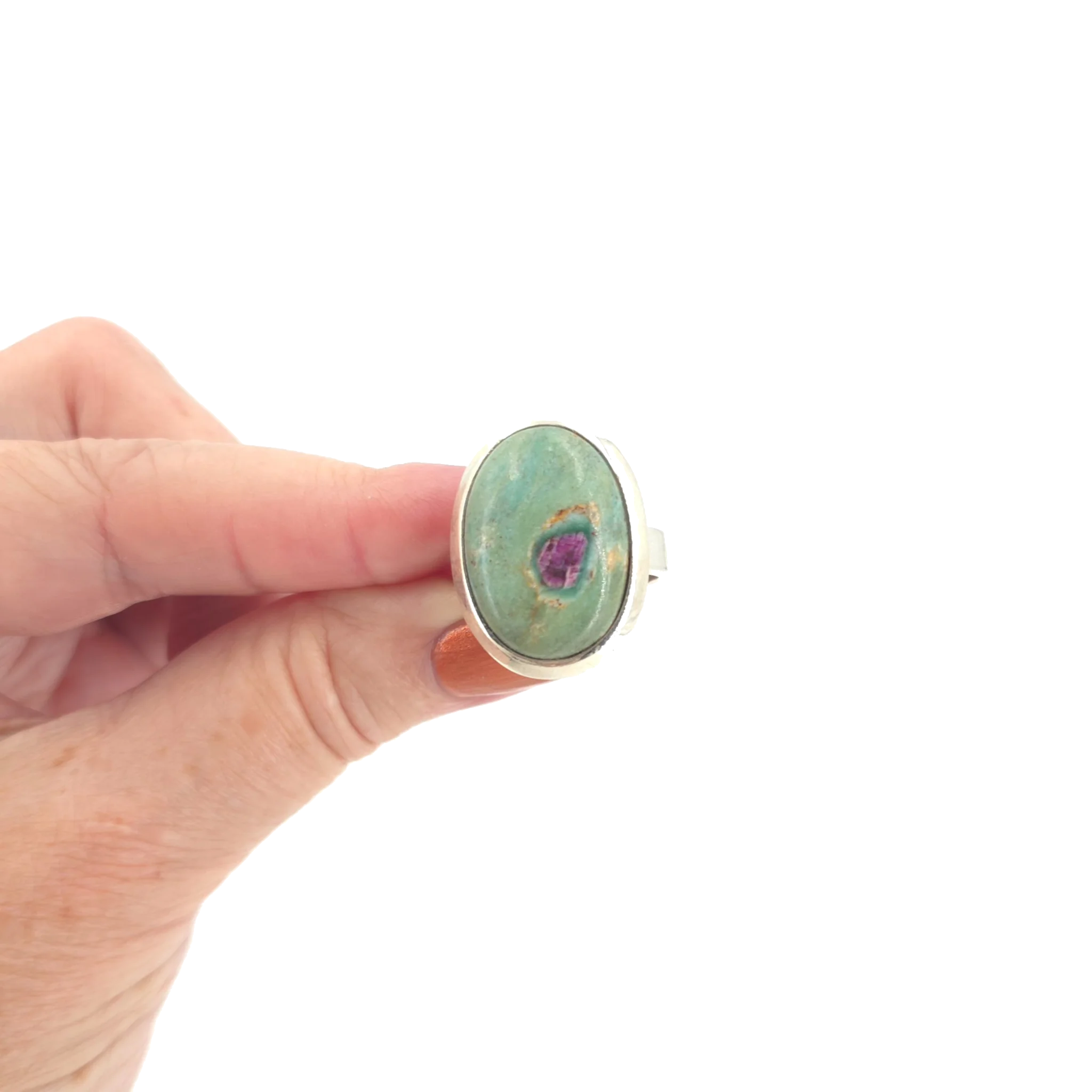 Bague en rubis sur fuschite