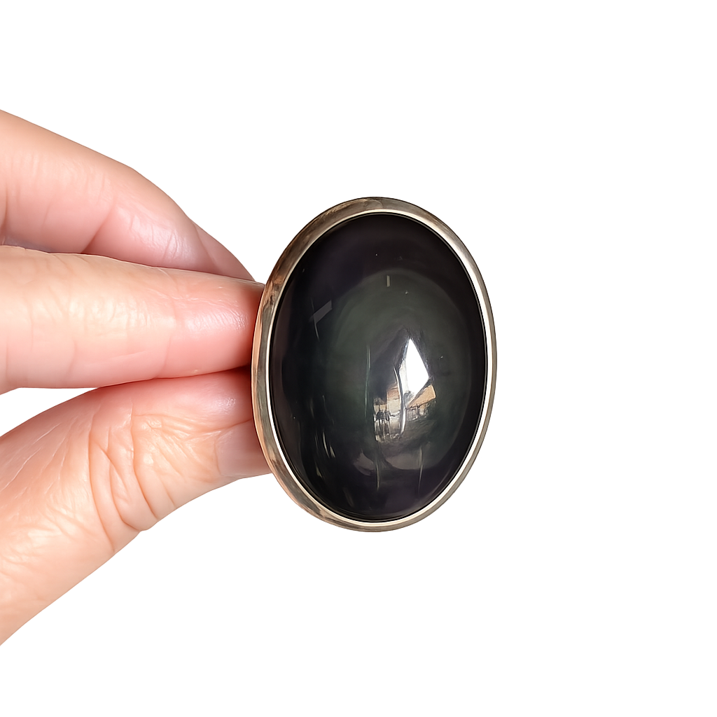 Bague en obsidienne arc en ciel