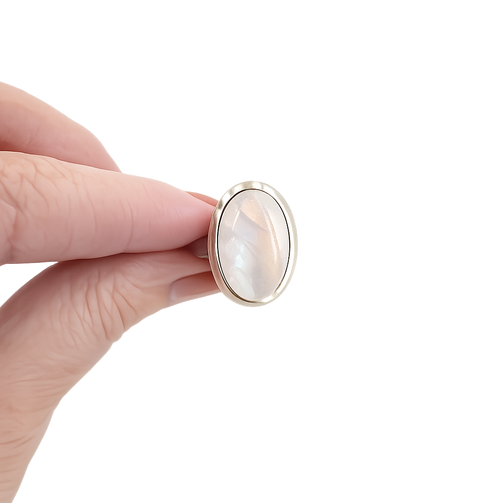Bague en pierre de lune blanche
