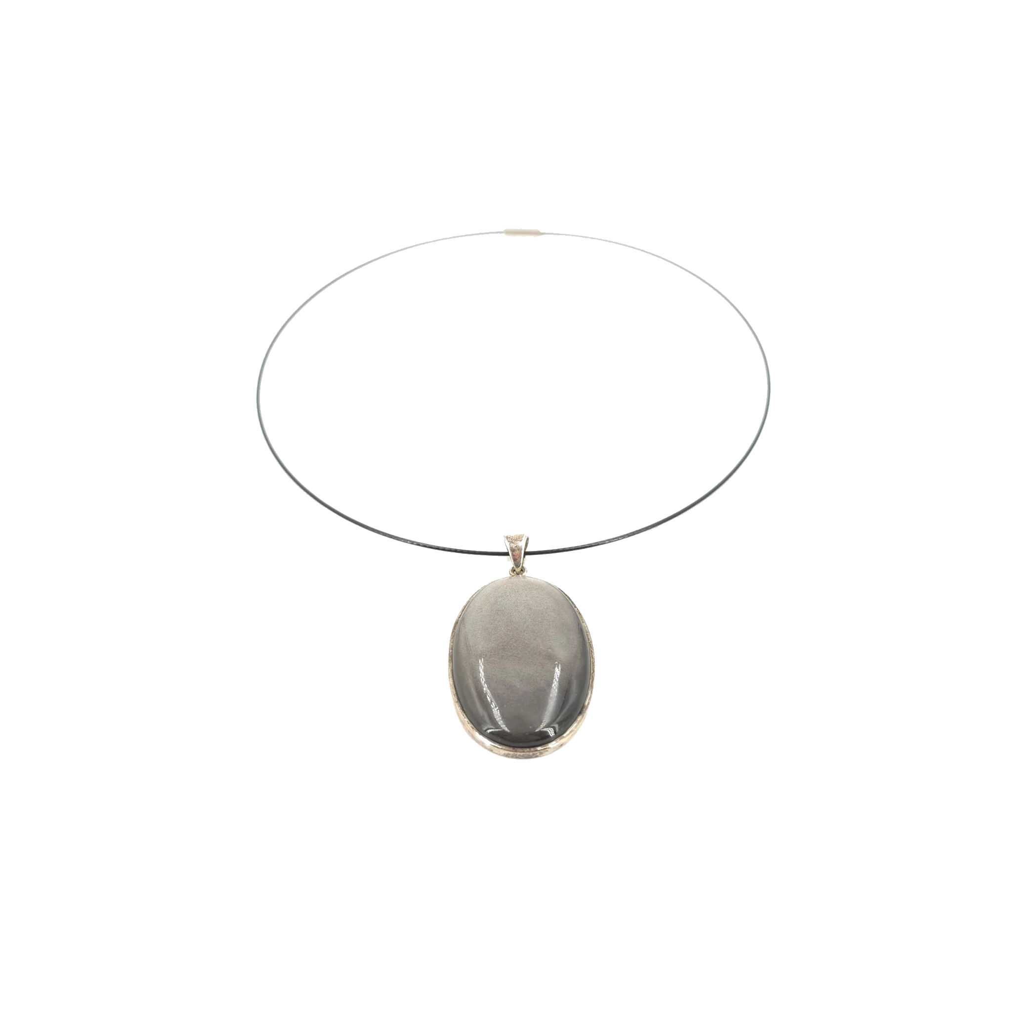 Collier - Obsidienne argentée