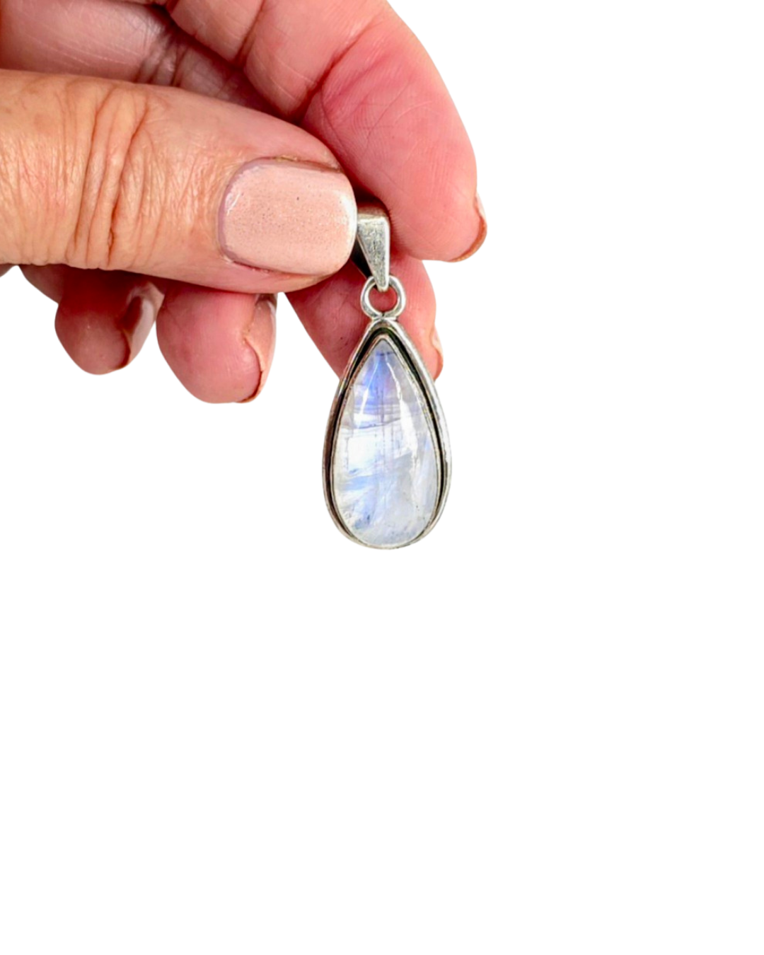 Pendentif en labradorite blanche