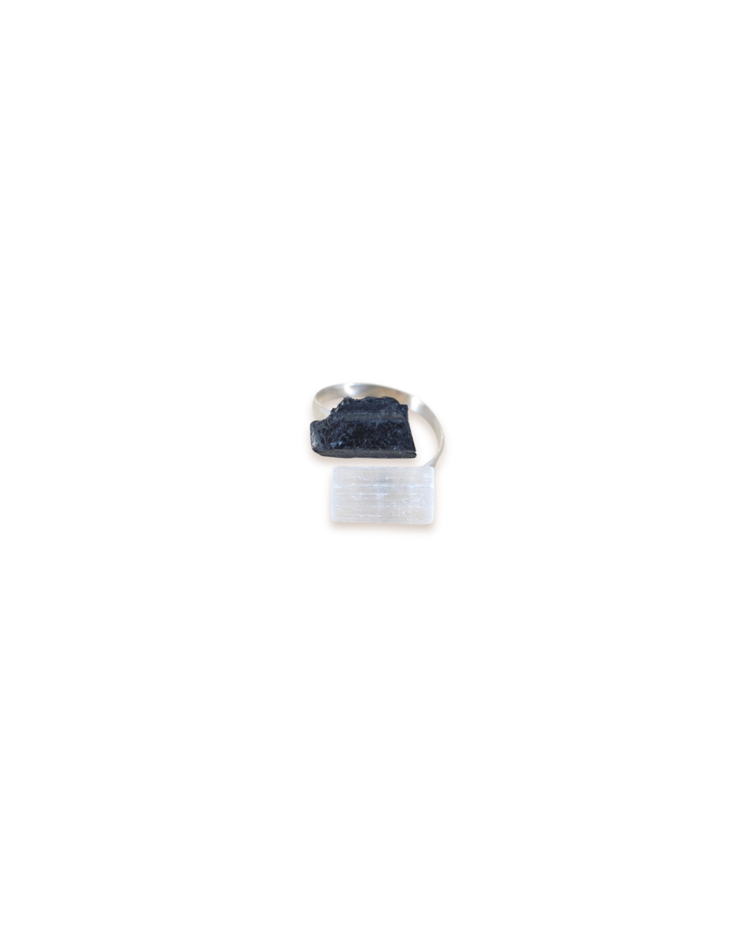 Bague tourmaline noire et sélénite