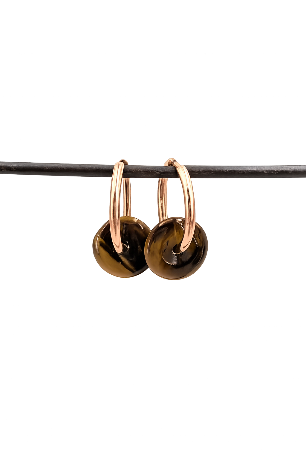 Boucles d'oreilles - Créole donut oeil de tigre