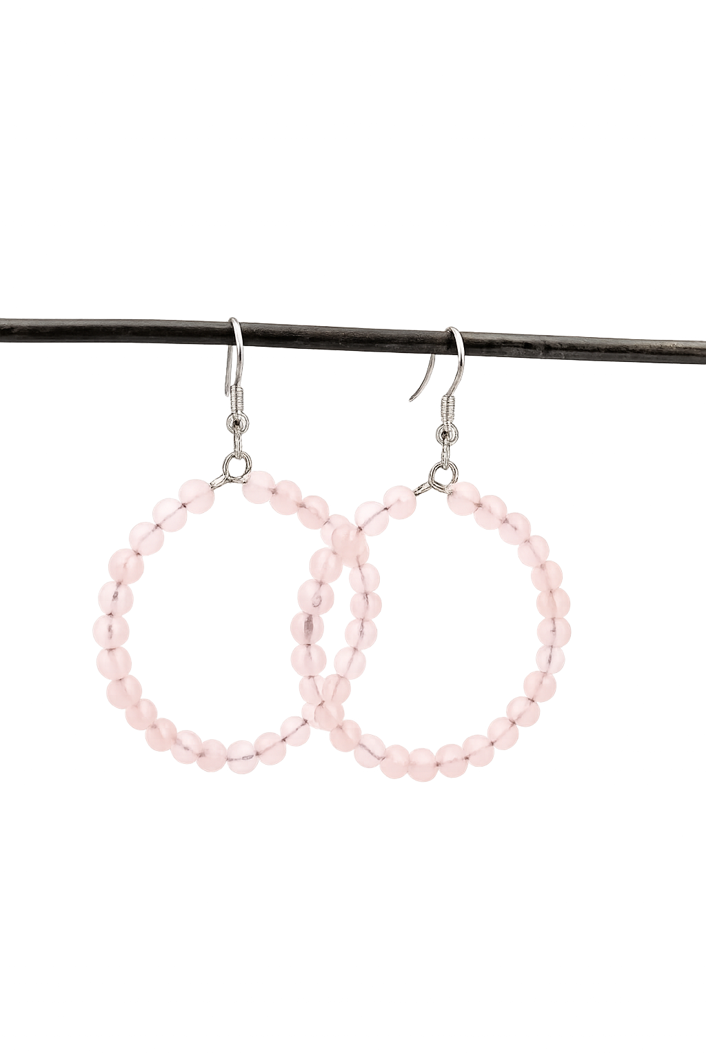 Boucles d'oreilles - Créole perles quartz rose